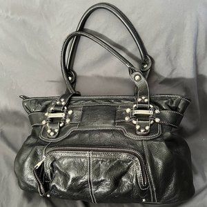 B. Makowsky Black Leather Shoulder Bag